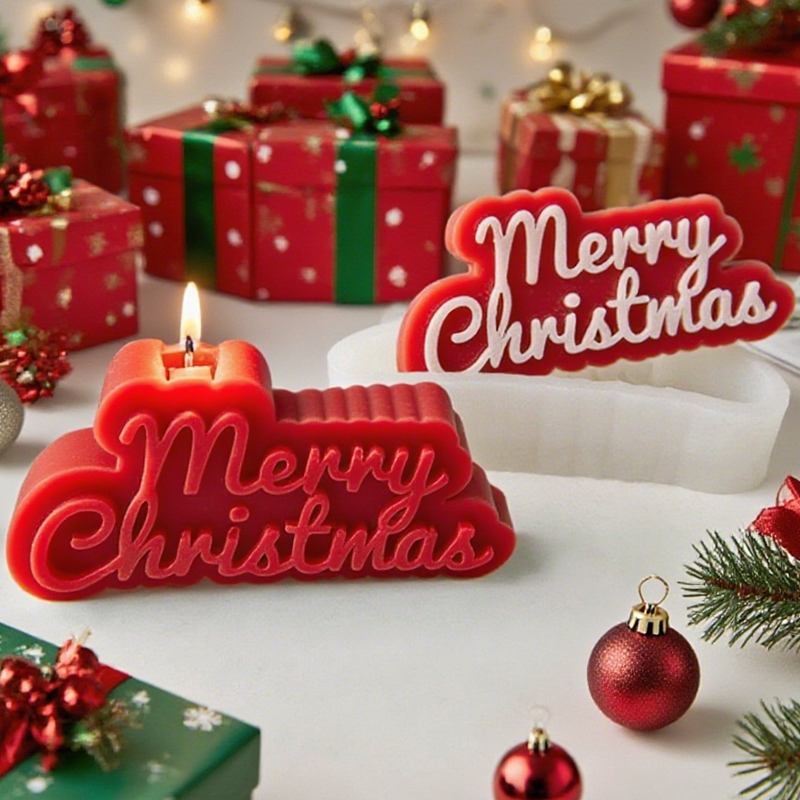 Candle Fragrance Supplies - 1 piece, Christmas alphabet silicone mold