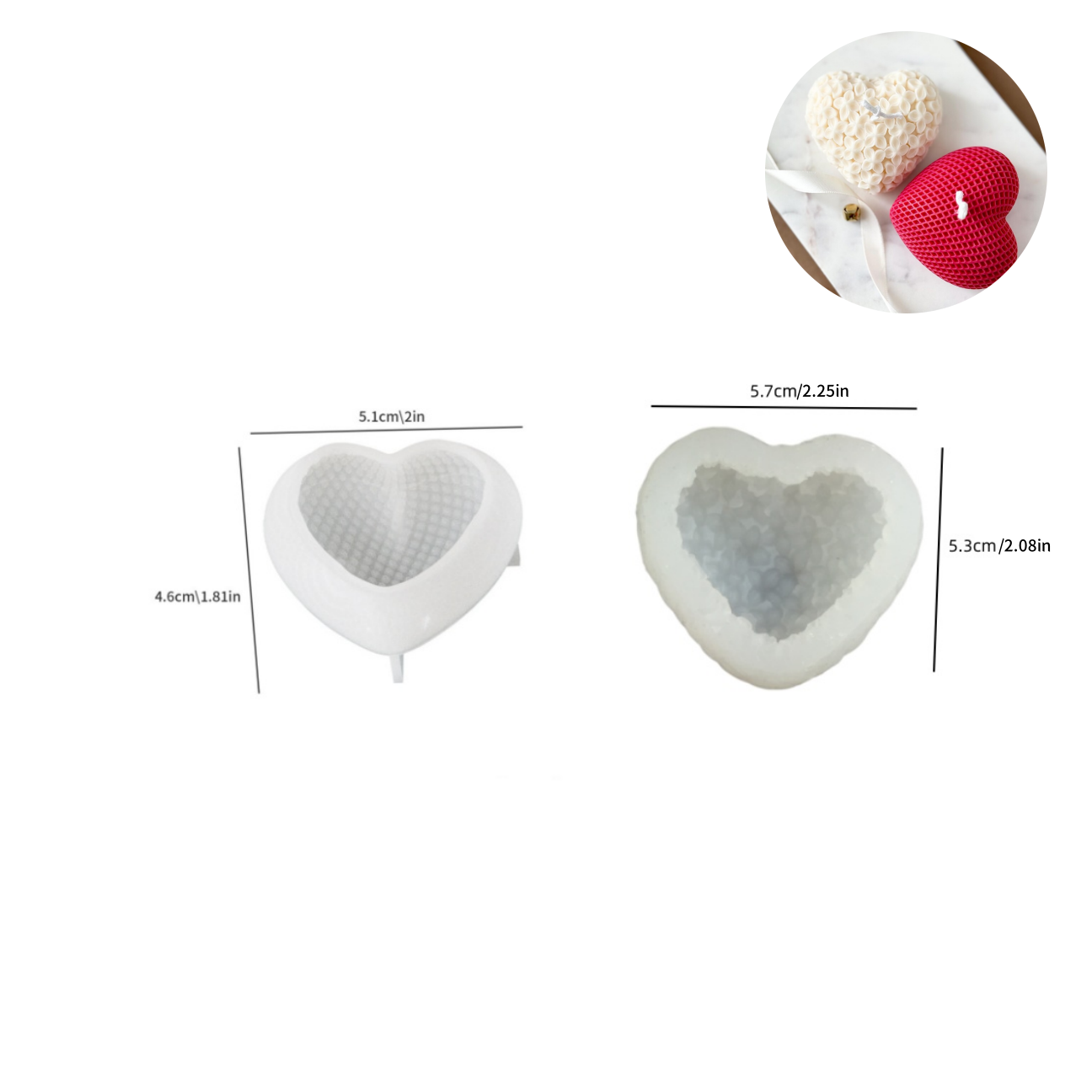 2PCS Love Candle Mold 3D Flowe - Candle Fragrance Supplies 评论和价格