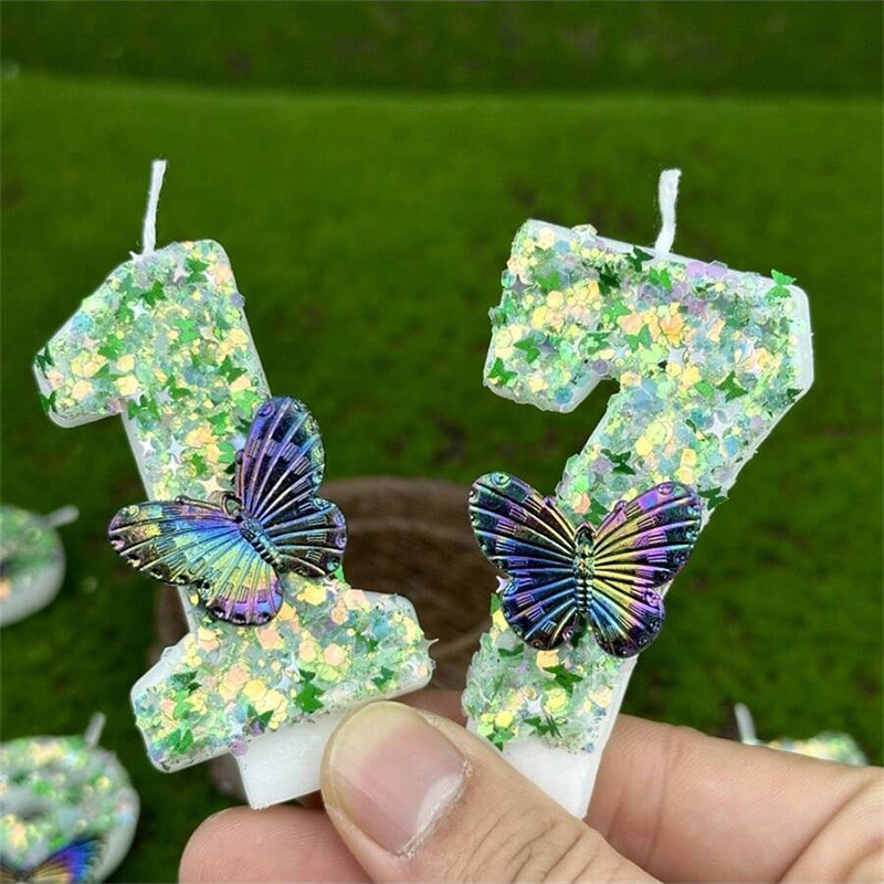 1Pc Green Sequins Number 0-9 B - Supplies Of Candle 评论和价格